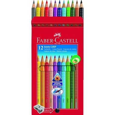 FABER-CASTELL Crayons couleur Jumbo Grip 110912 12 couleurs