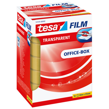 TESA tesafilm transparent 25mmx66m 573790000 5 Rl. + 1 Rl. in Office-Box
