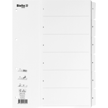 BIELLA Registro carton SmartIndex A4 46940601U bianco 1-6