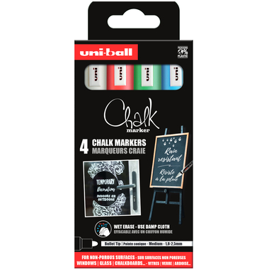 UNI-BALL Chalk Marker 1.8-2.5mm PWE-5M4PAS15 Pointe ronde 4 pièces
