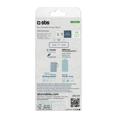 10,000 mAh eco-friendly power bank with fast charging