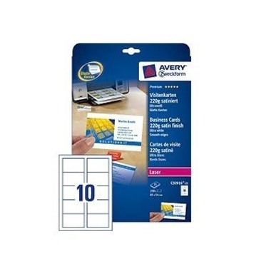 AVERY ZWECKFORM Visitenkarten doppels. 85x54mm C32016-25 Laser,220g,weiss 25Bl./10Stk.