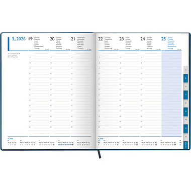 SIMPLEX Agenda Managertimer 2026 7008B5.26 1S/2P bleu f. ML 20.8x25.8cm
