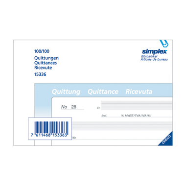 SIMPLEX Quittungen D/F/I A6 15336 blau/weiss 100x2 Blatt