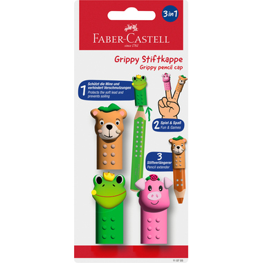 FABER-CASTELL Cappuccio per matita Grippy 110705 Set Friends 3 pezzi