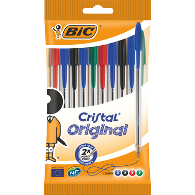 BIC Kugelschreiber Cristal 830865 10 Stück, 4 Farben ass.