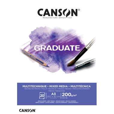 CANSON Graduate Mixed Media A3 400110378 20 Blatt, weiss, 200g