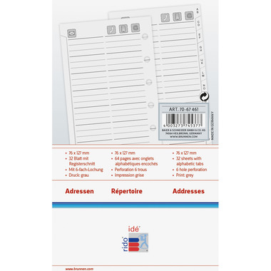 RIDOIDE Timing 3 registre d'adresses 7067461.26 32 feuilles 7.6x12.7cm