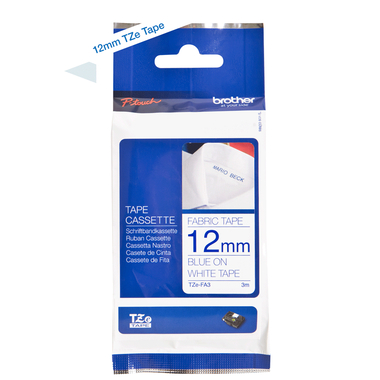 PTOUCH Nastro tessuto blu/bianco TZe-FA3 per PT-200,300,500 lungo 3m