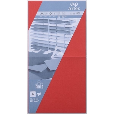 ARTOZ Karten 1001 310x155mm 107452265 220g, rot 5 Blatt