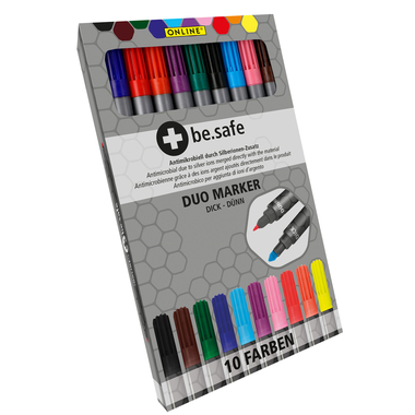 ONLINE Duo Marker Be.Safe 2281 Kartonetui, 10 Farben