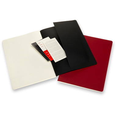 MOLESKINE Notizheft Karton A4 602527 liniert,BK/cranb.,120S. 2 Stk.