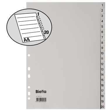 BIELLA Répertoires PP A4 47142000U gris 1-20