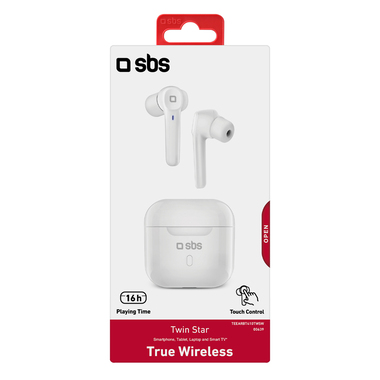 Wireless earbuds with pocket-sized 300 mAh charging case, Bluetooth V5.0, touch controls for calls and music
