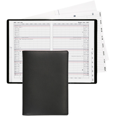 BIELLA Planer Istanbul Leder 2027 852613020027U 1M/2S schwarz ML 10.6x15.3cm.