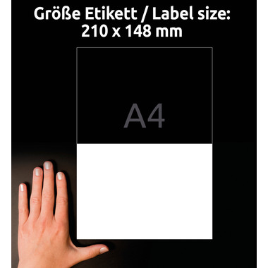AVERY ZWECKFORM Etiketten 210x148mm 3655 weiss 200 Stk./100 Blatt