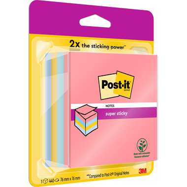 POST-IT Cube Super Sticky 76x76mm 2028SSRBWC multicolor 440 fogli