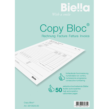 BIELLA Rechnung COPY-BLOC D/F A5 51352500U selbstdurchschreib. 50x2 Blatt