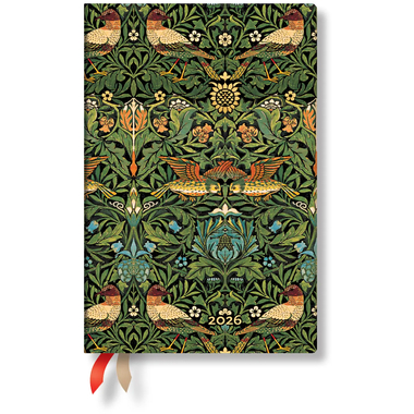 PAPERBLANKS Agenda Morris Vögel 2026 FD0676-4 1W/2S HOR Mini SC DE 9.5x14cm
