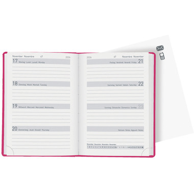 BIELLA Taschenagenda Memento 2026 825715400026U 1W/2S pink ML 10.1x14.2cm