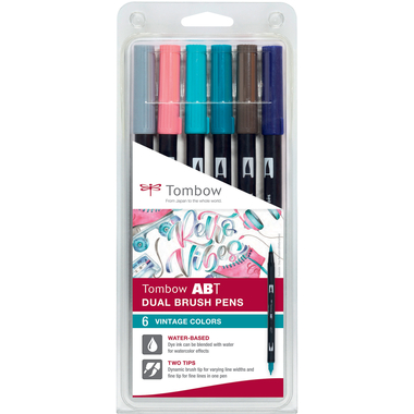 TOMBOW ABT Dual Brush Pen ABT-6P-5 Vintage Colours 6 Stück