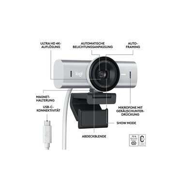 Logitech Webcam MX Brio 4K Pale Grey
