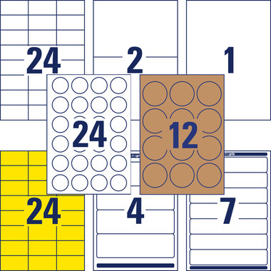 AVERY ZWECKFORM Etiketten Starter-Set 49300 ass., perm. 15 Blatt