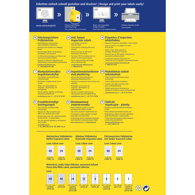 AVERY ZWECKFORM Prüfplaketten 30mm L7806-10 weiss, perm. 10 Bl.240Stk.