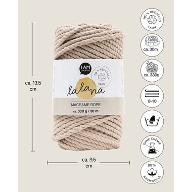 I AM CREATIVE Macrame Rope 6205.03 beige 5mm, 330g