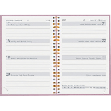 BIELLA Agenda Memento Natural 2027 858692400027U 1S/2P rose 10.1x14.2cm