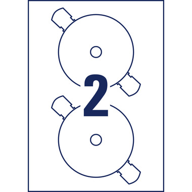 AVERY ZWECKFORM Étiqu. pour CD SuperSize 117mm L7676-25 blanc, permanent 25x2 pcs.