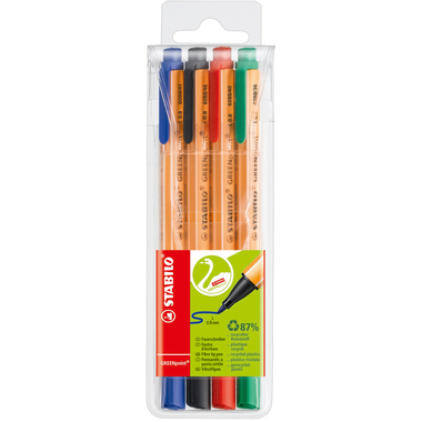 STABILO Faserschr. GREENpoint 0,8mm 6088/4 Etui mit 4 Farben
