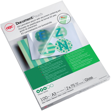GBC Pelicole per laminazione A3 3200745 lucido, 75my 100 pezzi