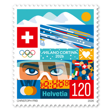 Briefmarke «Olympische Winterspiele Milano Cortina 2026» Einzelmarke à CHF 1.20, selbstklebend, ungestempelt