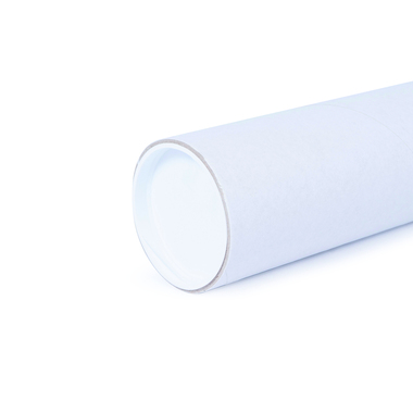 Shipping tube made of solid cardboard in white with length 500mm & Ø70mm