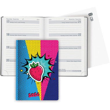 BIELLA Agenda Memento Trend 2026 825413780026U 1S/2P Strawberry 10.1x14.2cm