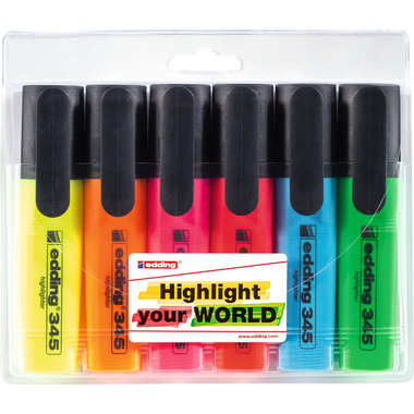 EDDING Textmarker 345 345-E6 6 couleurs ass.