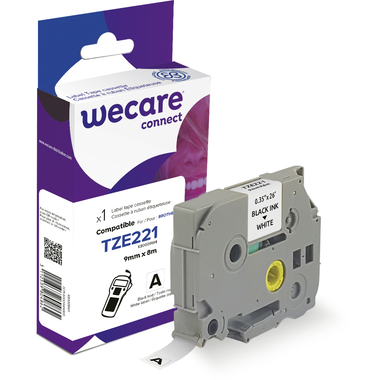 WECARE Ruban, laminé noir/blanc TZe-221WE rempl. Ptouch TZe-221 9mm
