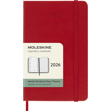 MOLESKINE Agenda Classic Pocket 2026 DHF212WN2Y26 1S/1P rouge écarlate HC 9x14cm