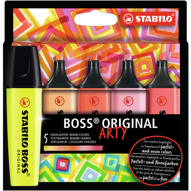 STABILO Textmarker BOSS ARTY 70/5-02-1-20 Warme Farben, Etui 5 Stk.
