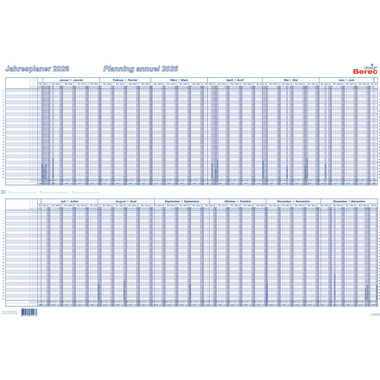 BEREC Jahresplaner 2026 B 5702 TF/26 1J/1S blau plastifiz. 60x90cm