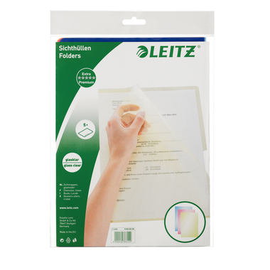 LEITZ Premium Cartelline PVC A4 41006099 trasparente, ass. 5 pezzi