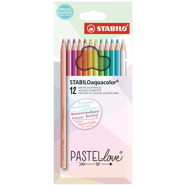 STABILO Farbstifte Aquacolor 2.8mm 1612/7 Pastellove 12 Stück
