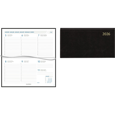 AURORA Agenda Florence Novoplan 2026 1715Z 1S/2P nero ML 9x16.5cm