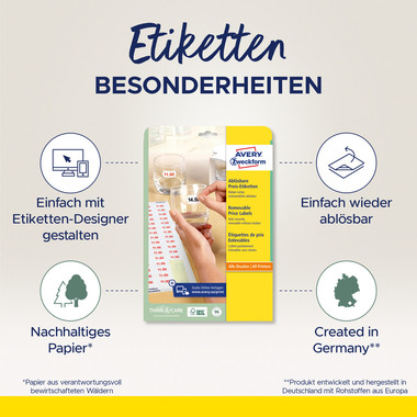 AVERY ZWECKFORM Etiquettes prix 26×16mm L3410REV2 blanc 2550 pcs.