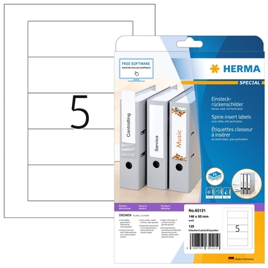 HERMA Etichettaord. largo 146x50mm 65121 bianco 125 pezzi/25 fogli