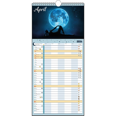 HEYNE Mond-Familienplaner 2026 9783453239579 1M/1S DE 22.4x48.5cm
