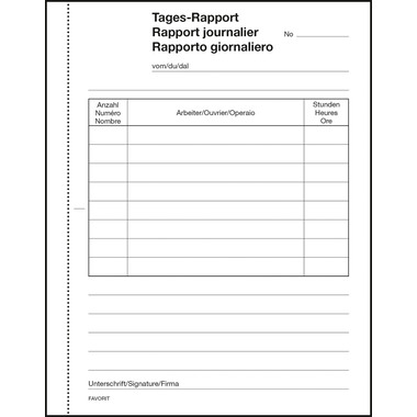 FAVORIT Rapporto giornaliero A6 9196 OK N bianco/bianco, numeri,D/F/I