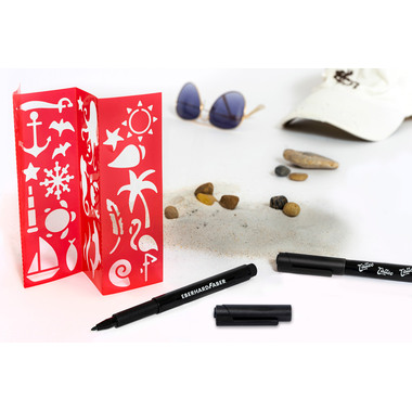 EBERHARD FABER Tattoostifte Set 559597 schwarz, Schablonen 2 Stk.