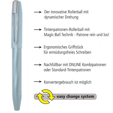 ONLINE Rollerball Slope 0.5mm 26065/3D Light Grey blu